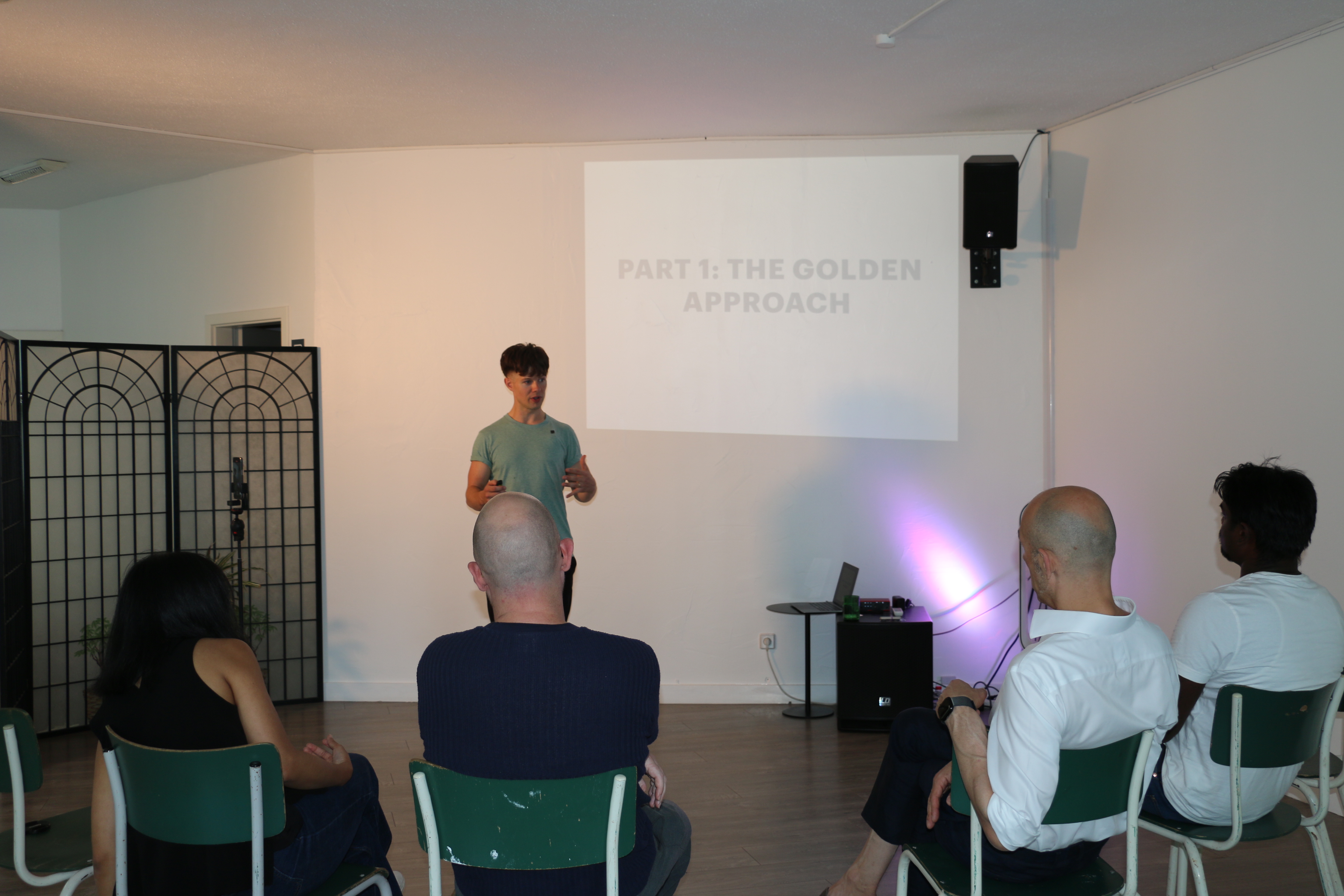 Jamie teaching a group of men